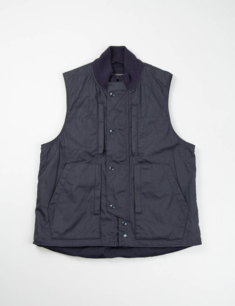 Dark Navy Cotton/Linen Coated Canvas Field Vest