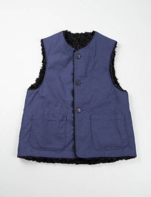 Navy Nyco Reversed Sateen Over Vest
