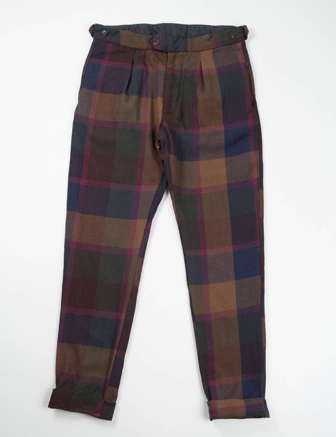 Brown/Navy Wool Twill Plaid B1P Pant