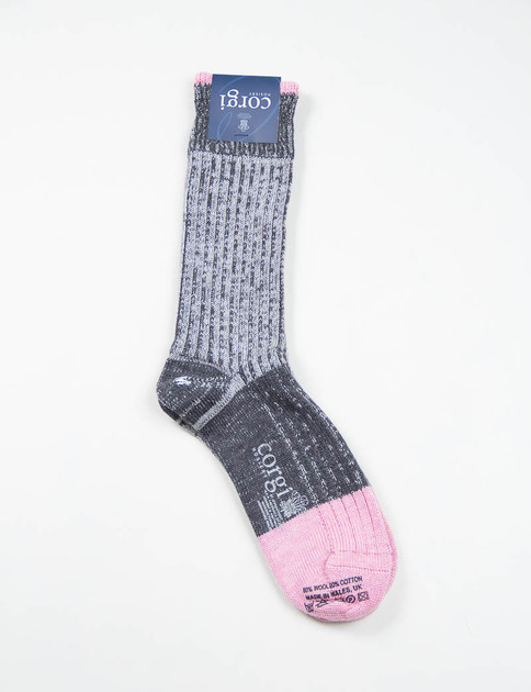 Grey/Pink Block Stripe Socks